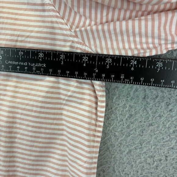 Garnet Hill Shirt Sz 18 Organic Pima Beachy Pink Striped Button Up Long Sleeve - Picture 7 of 12